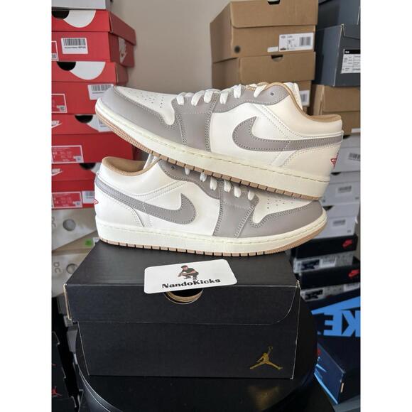 Nike Air Jordan 1 Low Grey White 553558-169 Men size 8M - Picture 2 of 5